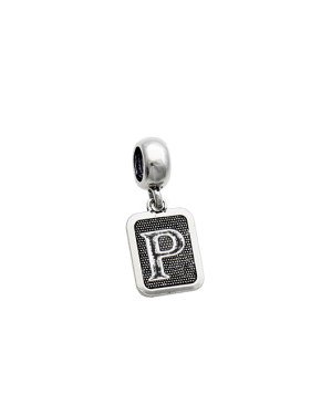 Pingente AG Berloque Envelhecido Retangular Letra P - G5 - 10mm x 23mm - 1.84gr