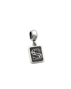 Pingente AG Berloque Envelhecido Retangular Letra S - G5 - 10mm x 23mm - 1.86gr