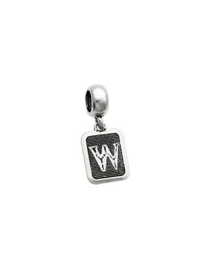 Pingente AG Berloque Envelhecido Retangular Letra W  - G5 - 10mm x 23mm - 1.82gr