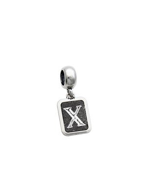 Pingente AG Berloque Envelhecido Retangular Letra X - G5 - 10mm x 23mm - 1.82gr