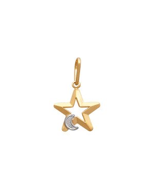 Pingente Estrela Vazada c/ Lua Reticulada (Rodio) - 00 - 14mm x 22mm - 0.43gr