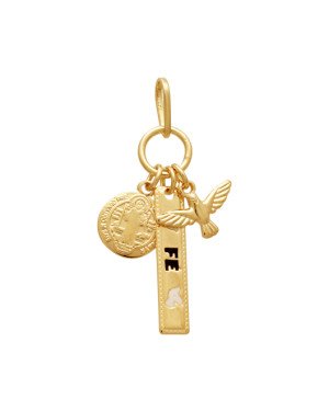 Pingente Sao Bento/Espirito St/Placa Fe (Resina Preto/Branco) - 00 - 9mm x 34mm - 1.57gr