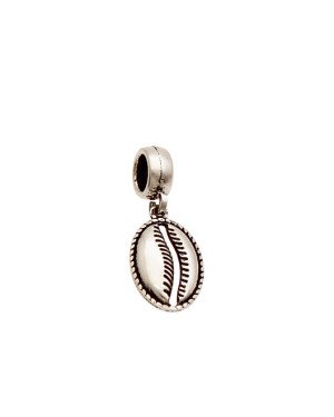Pingente AG Berloque Envelhecido Buzio Vazado Borda Torcida 13mm - G5 - 9mm x 24mm - 1.33gr