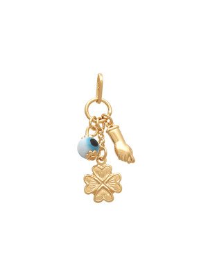 Pingente Cacho 1 Olho Grego 1 Trevo 1 Figa - 00 - 12mm x 34mm - 1.53gr