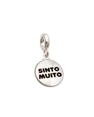 Pingente  AG Berloque Redondo "Sinto Muito" - G5 - 11mm x 20mm - 1.33gr