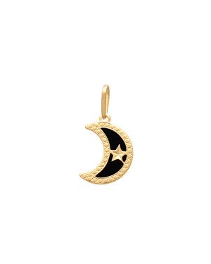 Pingente Lua Borda c/ Bolinhas Estrela No Meio (Resina) - 00 - 7mm x 24mm - 0.77gr