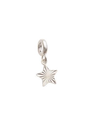 Pingente AG Berloque c/ Estrela  Diamantada - G5 - 8mm x 18mm - 0.74gr