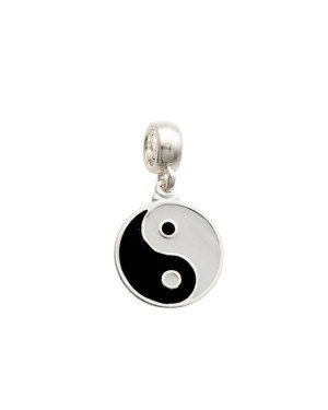 Pingente AG Berloque Yin-Yang p/ Resina (Preto Branco) - G5 - 15mm x 24mm - 2.24gr