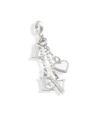 Pingente AG Berloque Cacho "Love" c/ Coracao  - G3 - 6mm x 45mm - 1.95gr