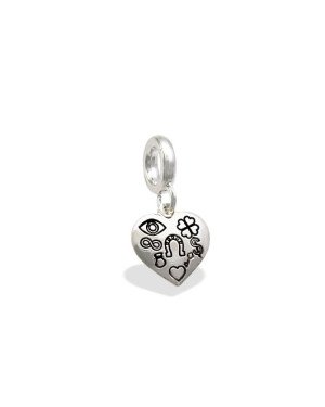 Pingente AG Berloque Coracao 10mm Amuletos da Sorte  - G5 - 1mm x 1mm - 1.18gr