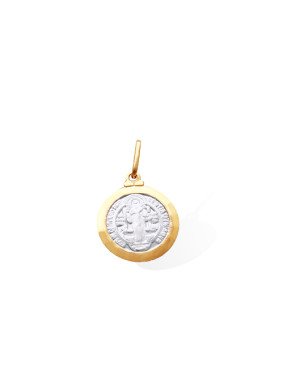 Pingente Sao Bento Borda Lisa (Rodio Somente Frente) - 00 - 15mm x 24mm - 1.21gr