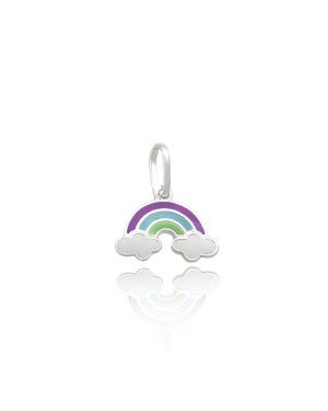 Pingente AG Arco-Iris c/ Nuvens - G5 - 13mm x 15mm - 0.67gr
