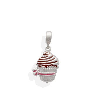 Pingente AG Berloque Cupcake (Marrom/Rosa) - G3 - 14mm x 27mm - 2.21gr