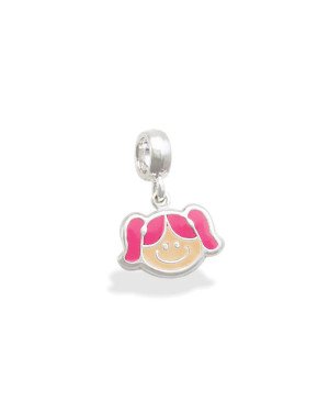 Pingente AG Berloque Cabeca Menina Dupla - G5 - 14mm x 19mm - 1.65gr