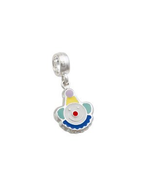 Pingente AG Berloque Cabeca Palhaco  - G5 - 11mm x 24mm - 1.58gr