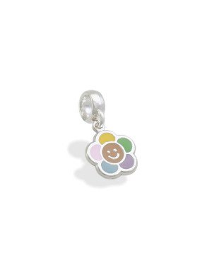 Pingente AG Berloque Flor c/ Carinha Dupla  - G5 - 10mm x 20mm - 1.52gr