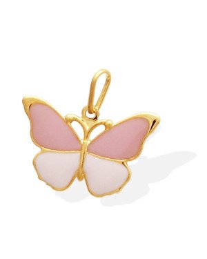 Pingente Borboleta c/ Resina (Rosa Claro e Rosa Buque) - 00 - 25mm x 22mm - 1.13gr
