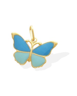Pingente Borboleta c/ Resina (Azul Claro e Azul Hawaii) - 00 - 25mm x 22mm - 1.12gr