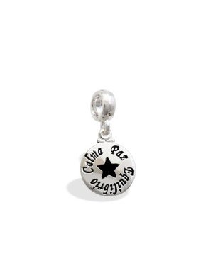 Pingente AG Berloque Medalha Estrela Calma/Paz/Equilibrio - G5 - 11mm x 24mm - 1.46gr