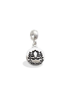 Pingente AG Berloque Medalha Flor de Lotus "Iluminacao" - G5 - 11mm x 24mm - 1.44gr
