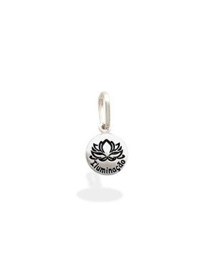 Pingente AG Medalha 4mm Flor de Lotus "Iluminacao" - G5 - 4mm x 6mm - 0.44gr
