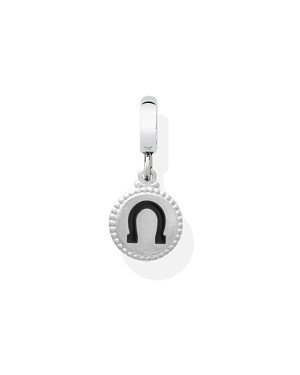 Pingente AG Berloque Ferradura c/ Borda Bolinhas  - G5 - 11mm x 24mm - 1.46gr