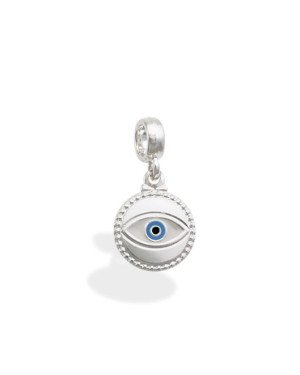 Pingente AG Berloque Olho Grego Navete (Branco/Azul/Preto) - G5 - 11mm x 24mm - 1.51gr