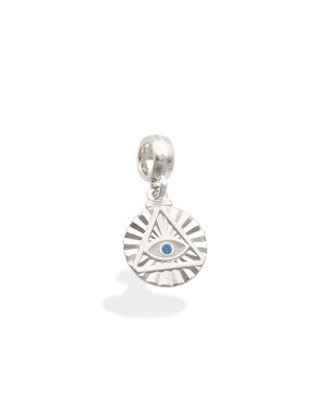 Pingente AG Berloque Diamantado Olho Grego (Branco/Azul) - G5 - 11mm x 24mm - 1.46gr