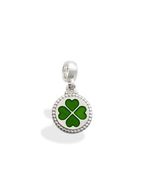 Pingente AG Berloque Trevo  (Verde Pimenta) - G5 - 11mm x 24mm - 1.45gr