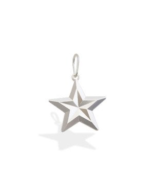 Pingente AG Estrela Diamantada Facetada Inverso  - G1 - 18mm x 26mm - 1.20gr