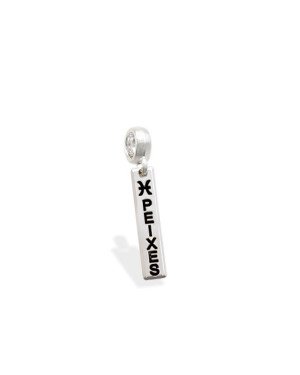 Pingente AG Berloque Placa Signo "Peixes" - G5 - 4mm x 28mm - 1.29gr