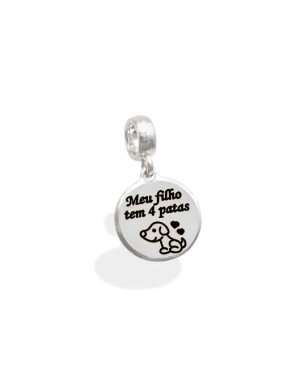 Pingente AG Berloque Cachorro "Meu Filho Tem 4 Patas" - G5 - 12mm x 21mm - 1.56gr