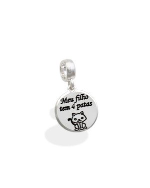 Pingente AG Berloque Gato "Meu Filho Tem 4 Patas" - G5 - 12mm x 21mm - 1.59gr