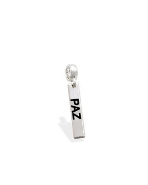 Pingente AG Berloque Placa "Paz" - G5 - 4mm x 26mm - 1.24gr
