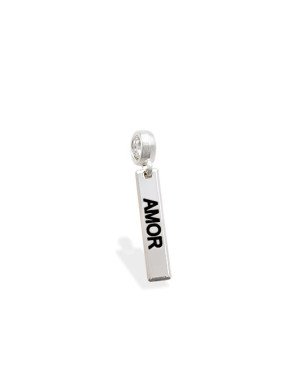 Pingente AG Berloque Placa "Amor" - G5 - 4mm x 26mm - 1.28gr