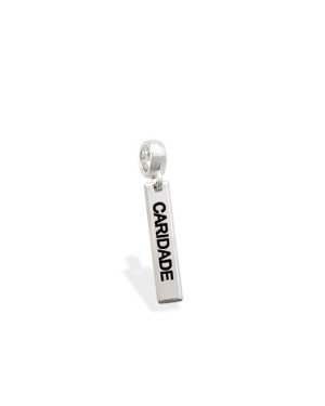 Pingente AG Berloque Placa "Caridade" - G5 - 4mm x 26mm - 1.28gr