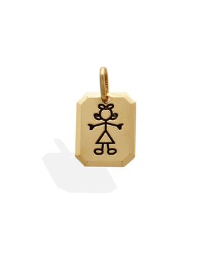 Pingente Placa Chanfrada c/ Menina (Resina) - 00 - 12mm x 21mm - 1.48gr