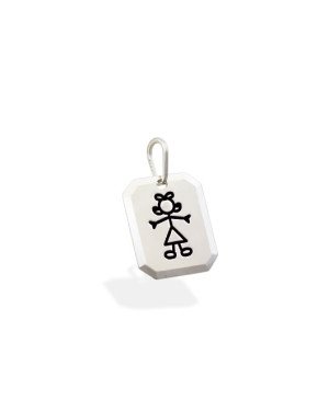 Pingente AG Placa Chanfrada c/ Menina (Resina) - G3 - 12mm x 21mm - 1.52gr