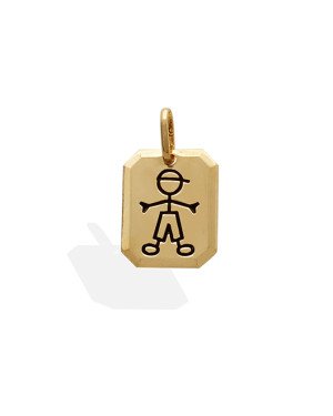 Pingente Placa Chanfrada c/ Menino (Resina) - 00 - 12mm x 21mm - 1.57gr