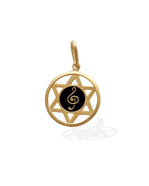Pingente Estrela de Davi c/ Nota Musical  - 00 - 17mm x 26mm - 1.06gr