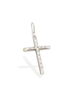 Pingente AG Cruz Macica Navete no Centro  - G1 - 20mm x 39mm - 1.72gr