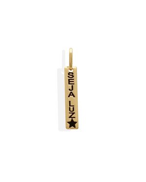 Pingente Placa "Seja Luz" c/ Estrela  - 00 - 4mm x 26mm - 0.54gr