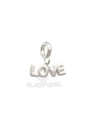 Pingente AG Berloque "Love" Reticulada  - G5 - 15mm x 15mm - 0.95gr