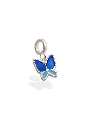 Pingente AG Berloque Borboleta (Azul Bandeira Azul Pastel) - G5 - 10mm x 18mm - 1.08gr