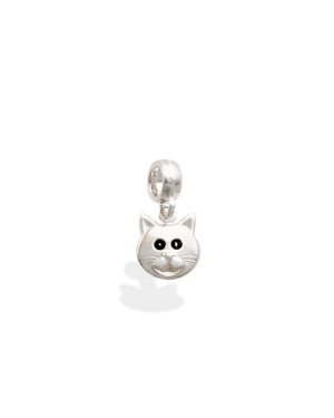 Pingente AG Berloque Cabeca Gato Duplo 9x10   - G5 - 9mm x 19mm - 1.30gr