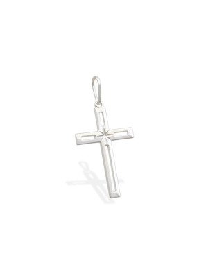 Pingente AG Cruz 25mm Diamantada Vazada  - G1 - 16mm x 34mm - 0.91gr