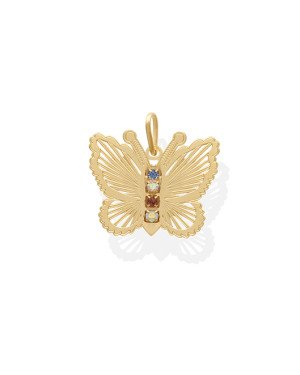 Pingente Borboleta Strass Colorido - 00 - 24mm x 24mm - 1.00gr