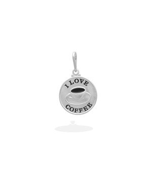 Pingente AG Medalha "Love Coffee" p/ Resina  - G3 - 15mm x 25mm - 1.69gr