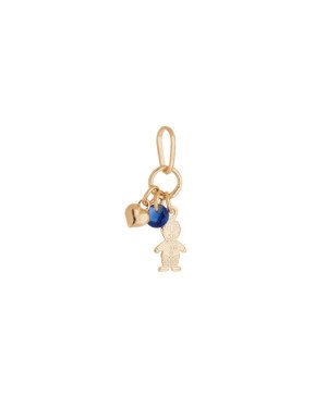 Pingente Cacho c/ 1 Menino 1 Pedra 1 Coracao 4mm - 00 - 6mm x 22mm - 0.54gr