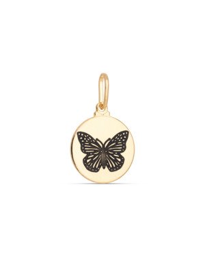 Pingente Medalha Borboleta Verso Grande Coisas Comecam Pequenas - 00 - 15mm x 25mm - 1.25gr